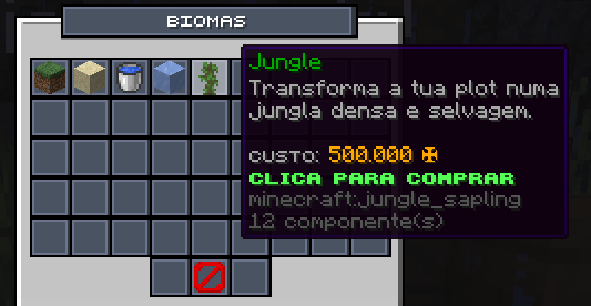 Menu de biomas da plot