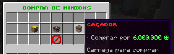 Menu de compra de minions