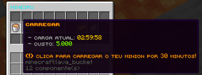 Menu de configuração do minion